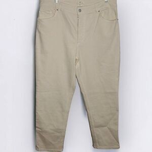 H&M Straight Leg High Waist Jeans in Cream size 14